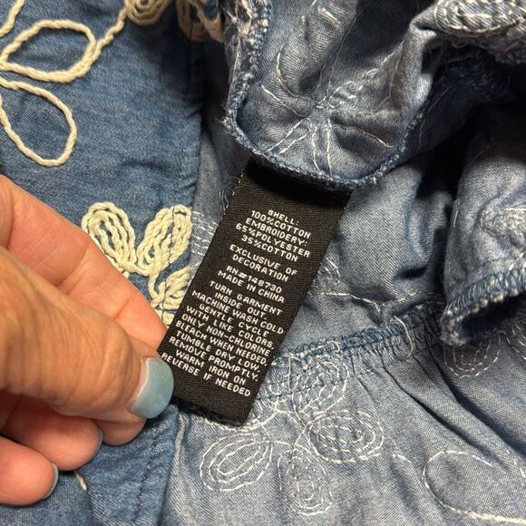 Label by Five Twelve Women’s Bell Sleeve Denim Chambray Embroidered Dress Sz 14 - Picture 7 of 7